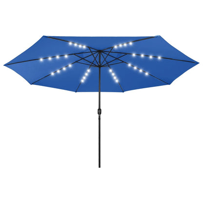 Parasol Met Led-Verlichting En Metalen Paal 400 Cm Azuurblauw azure blue