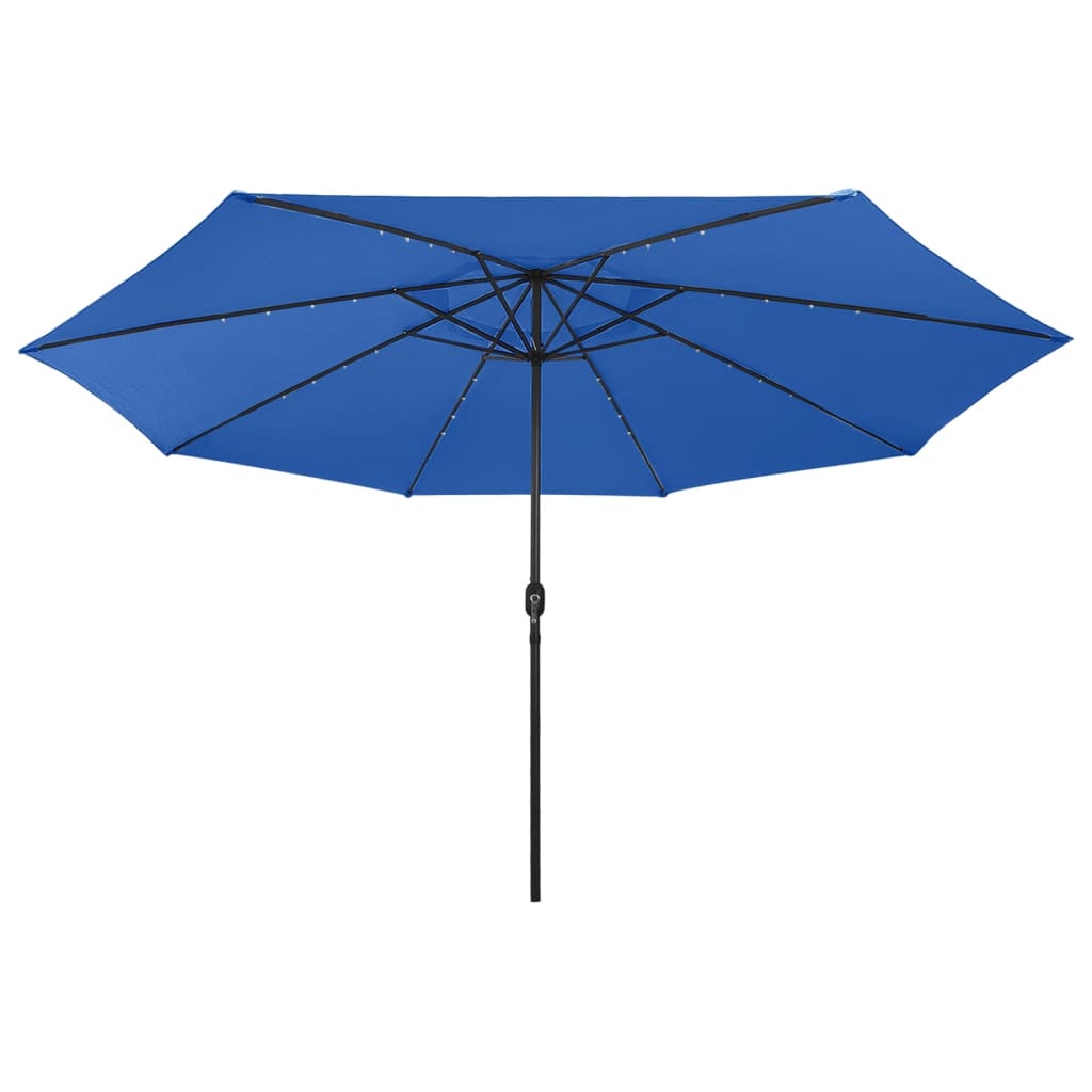 Parasol Met Led-Verlichting En Metalen Paal 400 Cm Azuurblauw azure blue