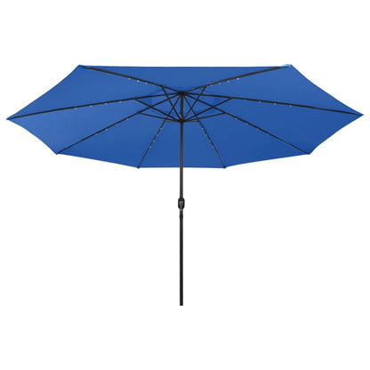 Parasol Met Led-Verlichting En Metalen Paal 400 Cm Azuurblauw azure blue