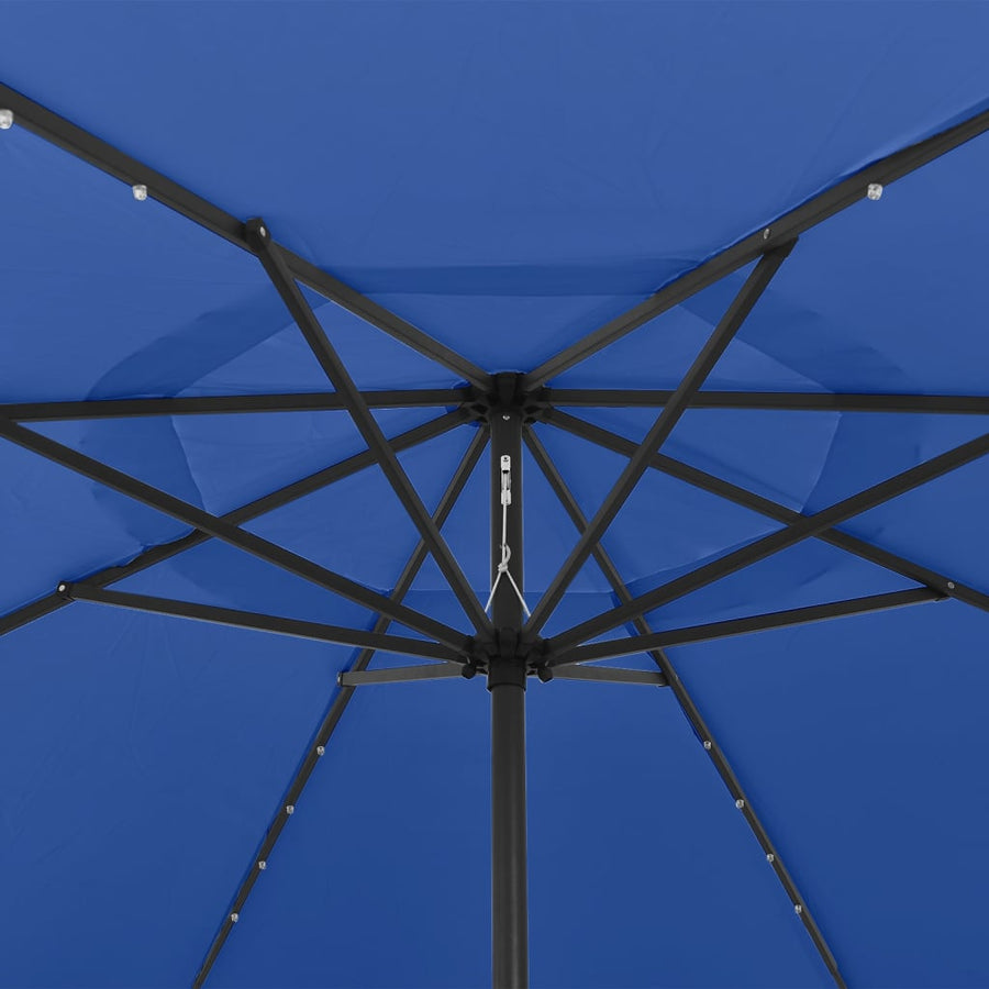 Parasol Met Led-Verlichting En Metalen Paal 400 Cm Azuurblauw azure blue