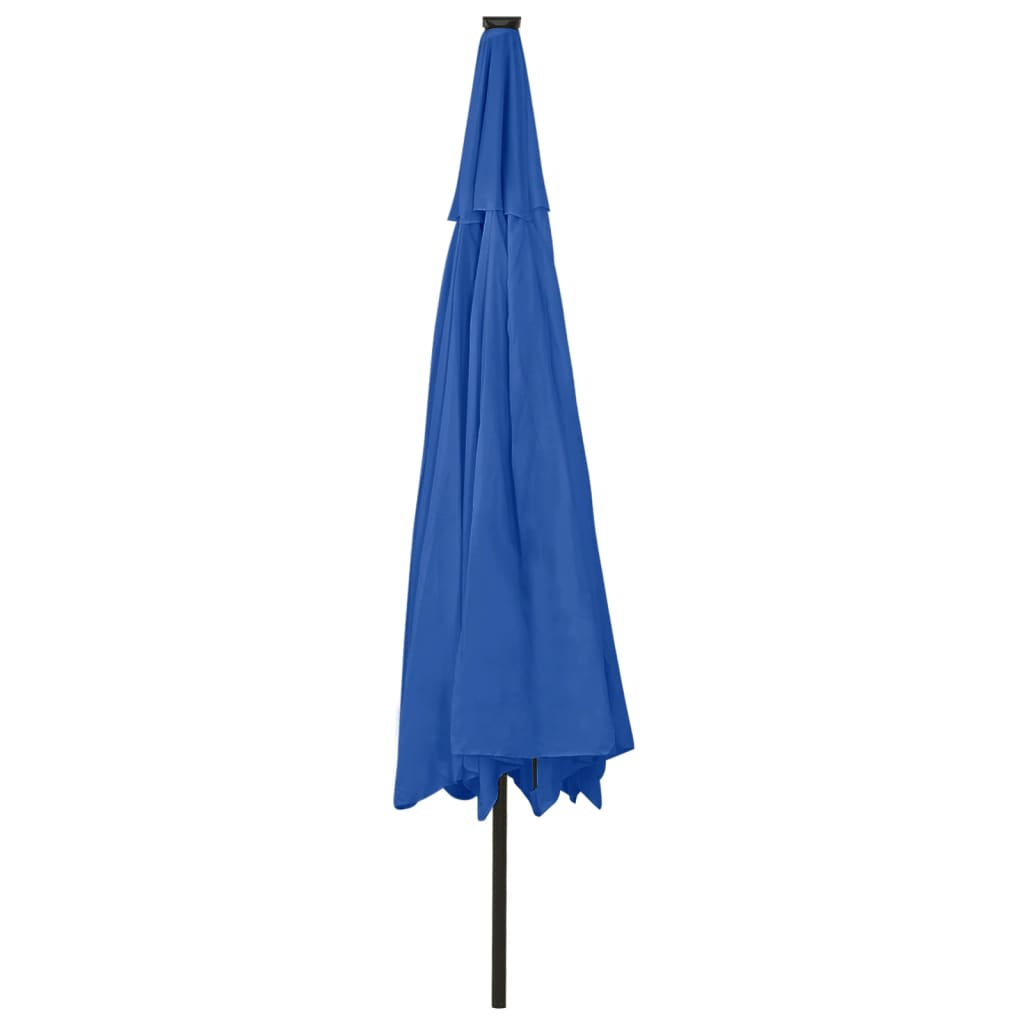 Parasol Met Led-Verlichting En Metalen Paal 400 Cm Azuurblauw azure blue