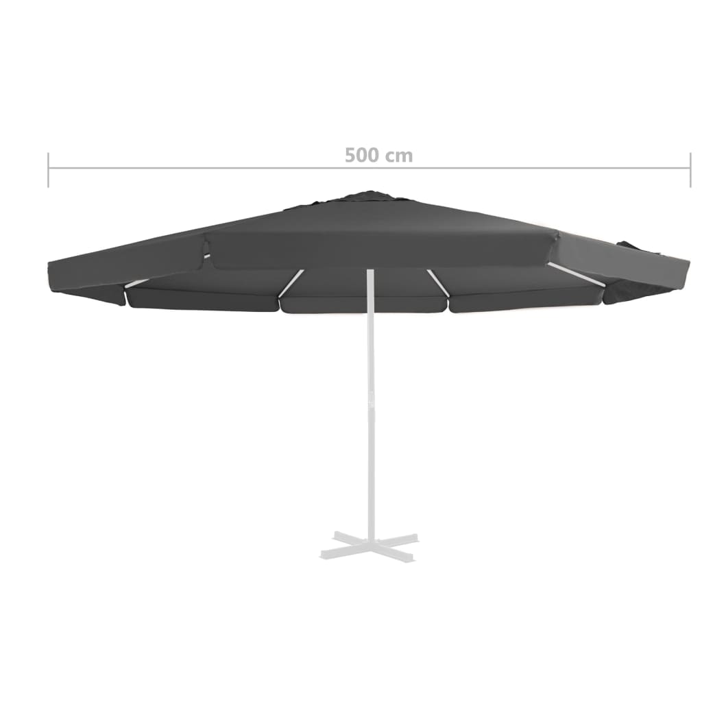 Vervangingsdoek Voor Parasol 500 Cm Kleurig Φ 500 cm Antraciet