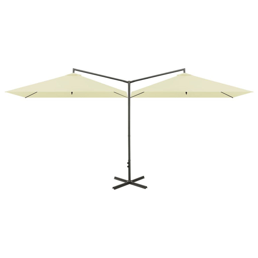 Parasol Dubbel Met Stalen Paal 600X300 Cm Kleurig Zand