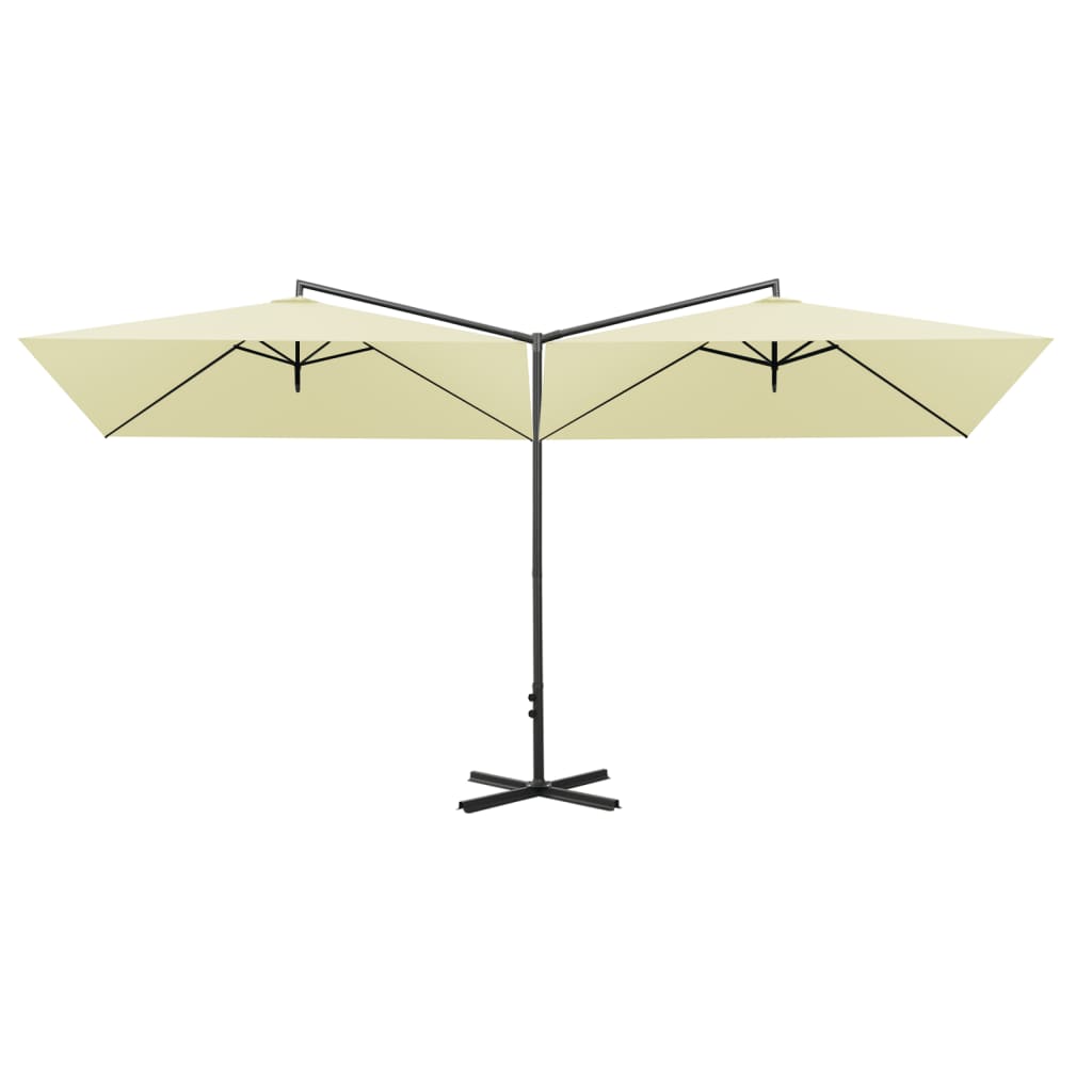 Parasol Dubbel Met Stalen Paal 600X300 Cm Kleurig Zand