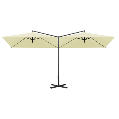 Parasol Dubbel Met Stalen Paal 600X300 Cm Kleurig Zand