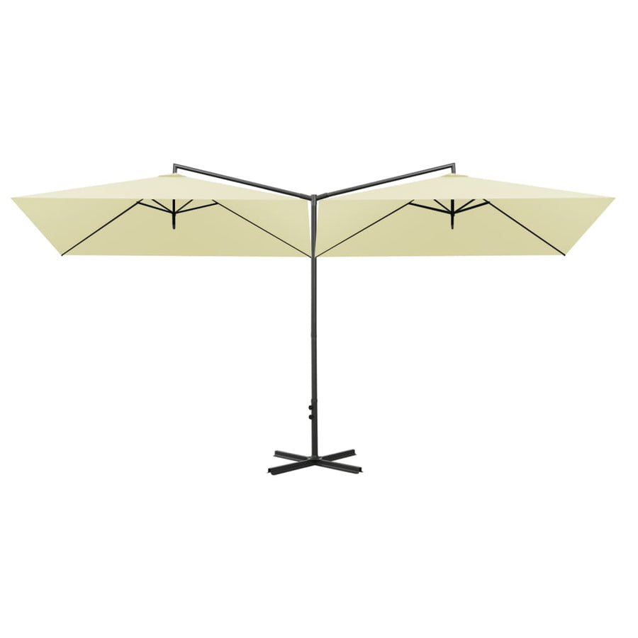 Parasol Dubbel Met Stalen Paal 600X300 Cm Kleurig Zand