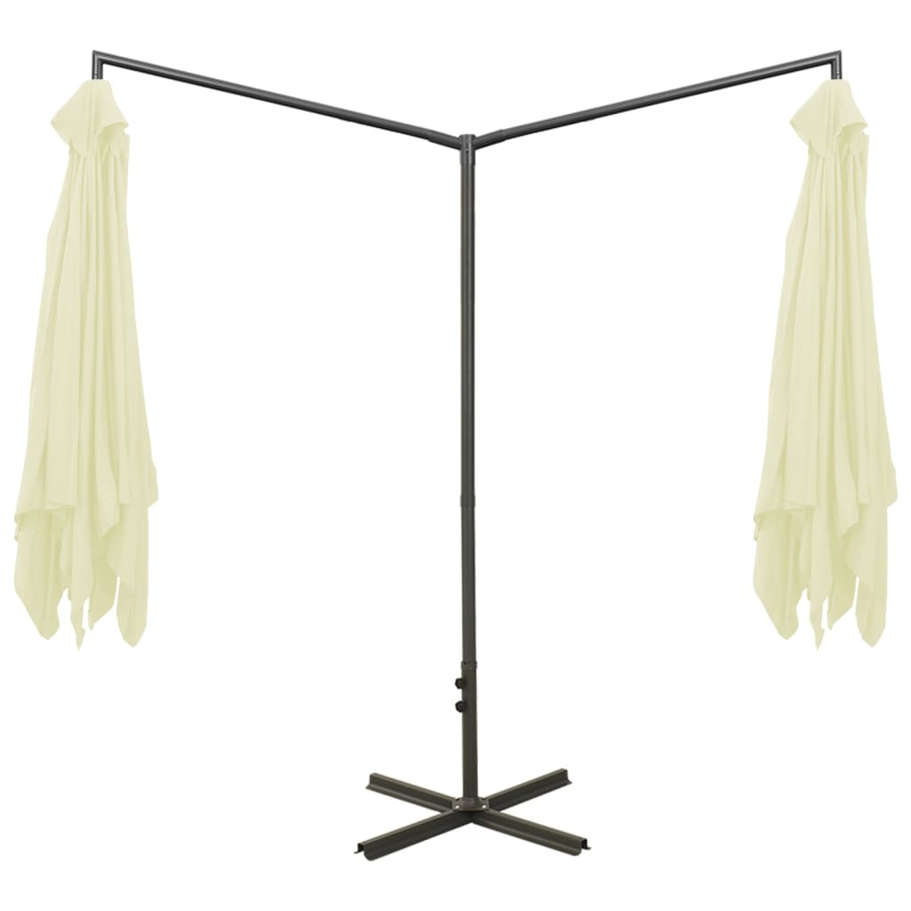Parasol Dubbel Met Stalen Paal 600X300 Cm Kleurig Zand