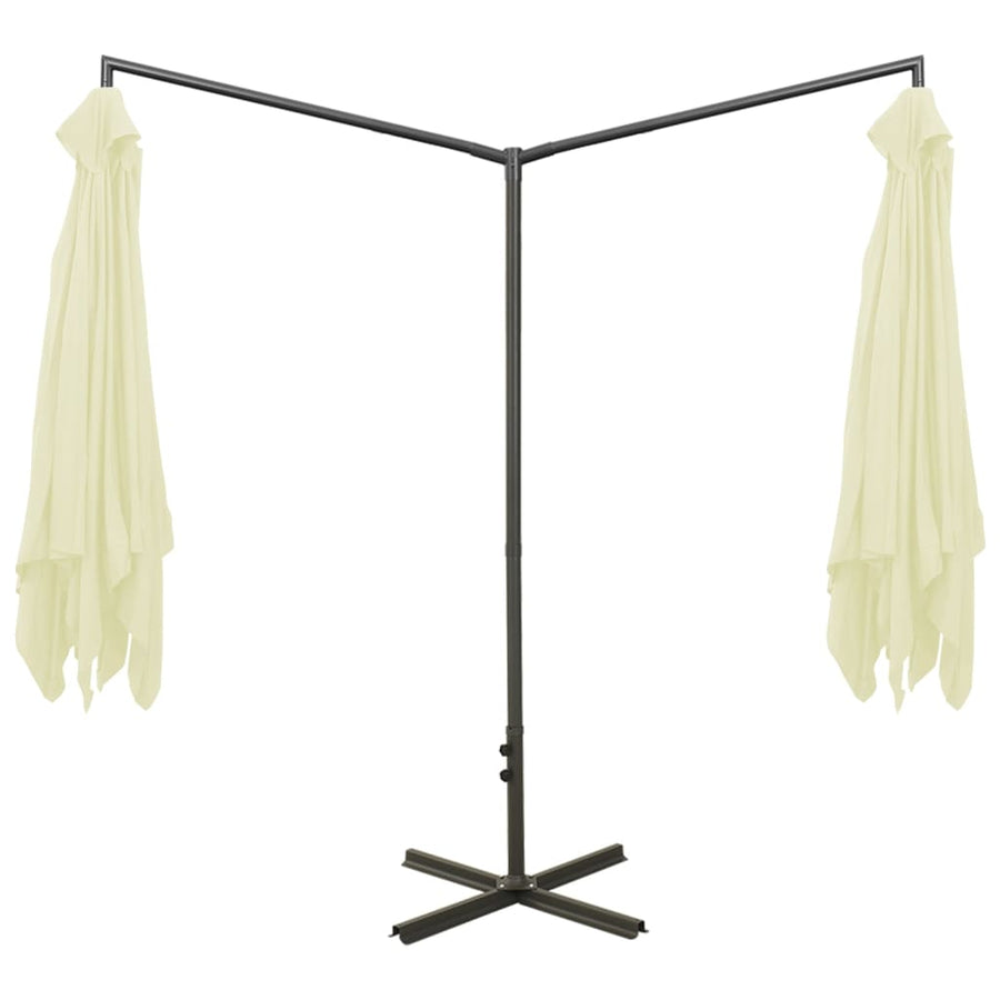 Parasol Dubbel Met Stalen Paal 600X300 Cm Kleurig Zand