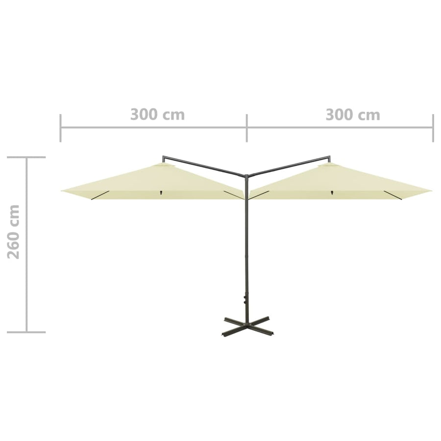 Parasol Dubbel Met Stalen Paal 600X300 Cm Kleurig Zand