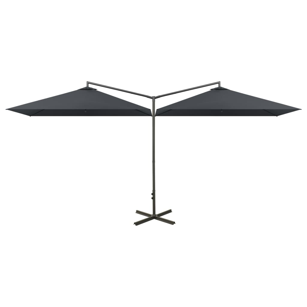 Parasol Dubbel Met Stalen Paal 600X300 Cm Antracietkleurig