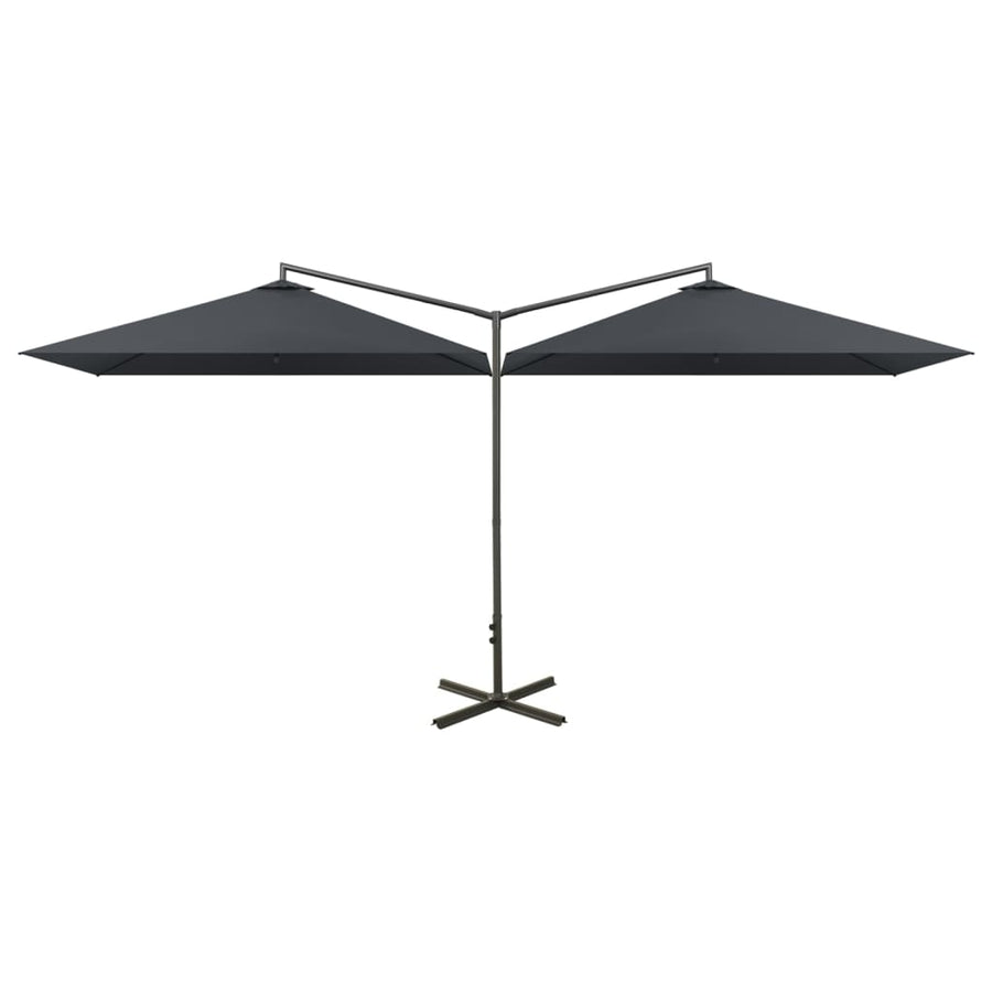 Parasol Dubbel Met Stalen Paal 600X300 Cm Antracietkleurig