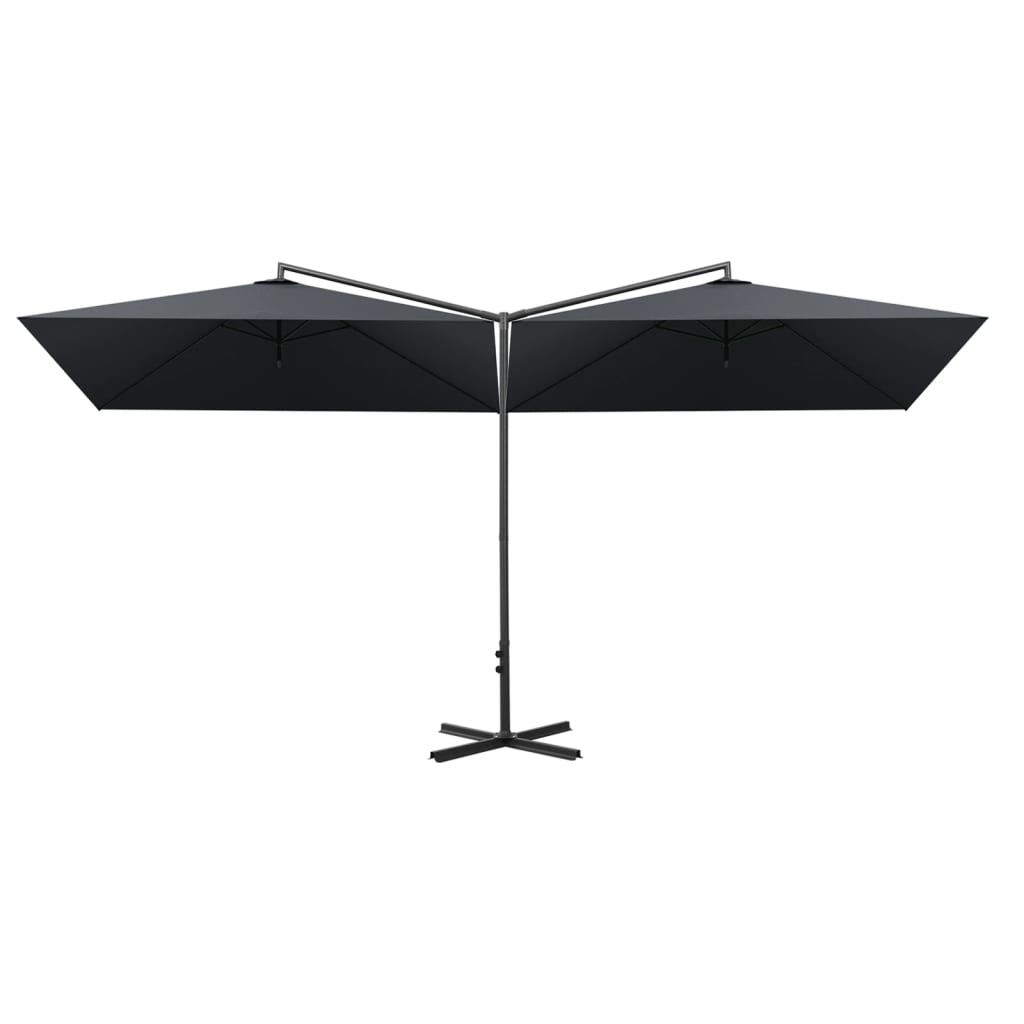 Parasol Dubbel Met Stalen Paal 600X300 Cm Antracietkleurig
