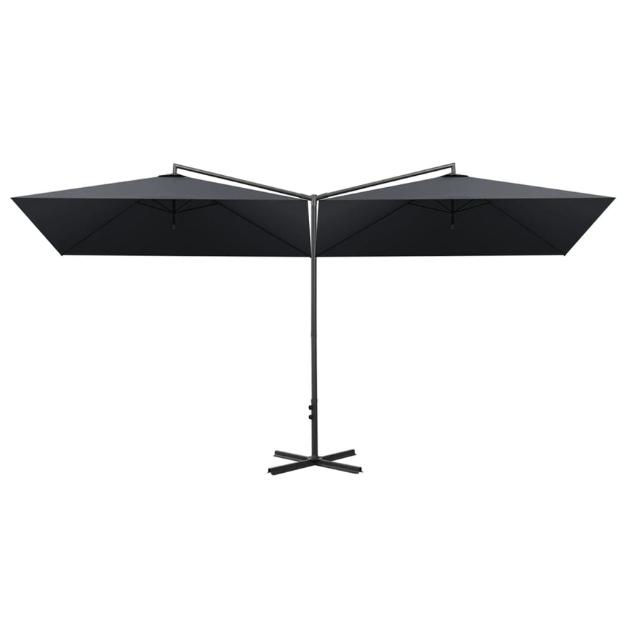 Parasol Dubbel Met Stalen Paal 600X300 Cm Antracietkleurig