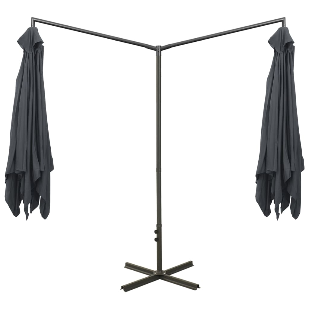Parasol Dubbel Met Stalen Paal 600X300 Cm Antracietkleurig