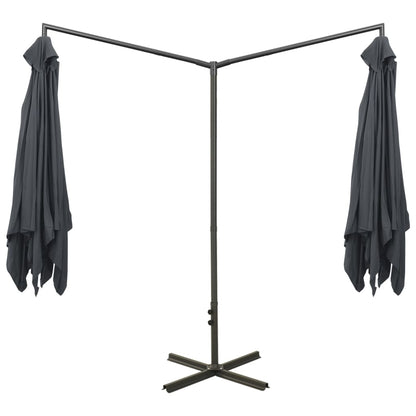 Parasol Dubbel Met Stalen Paal 600X300 Cm Antracietkleurig