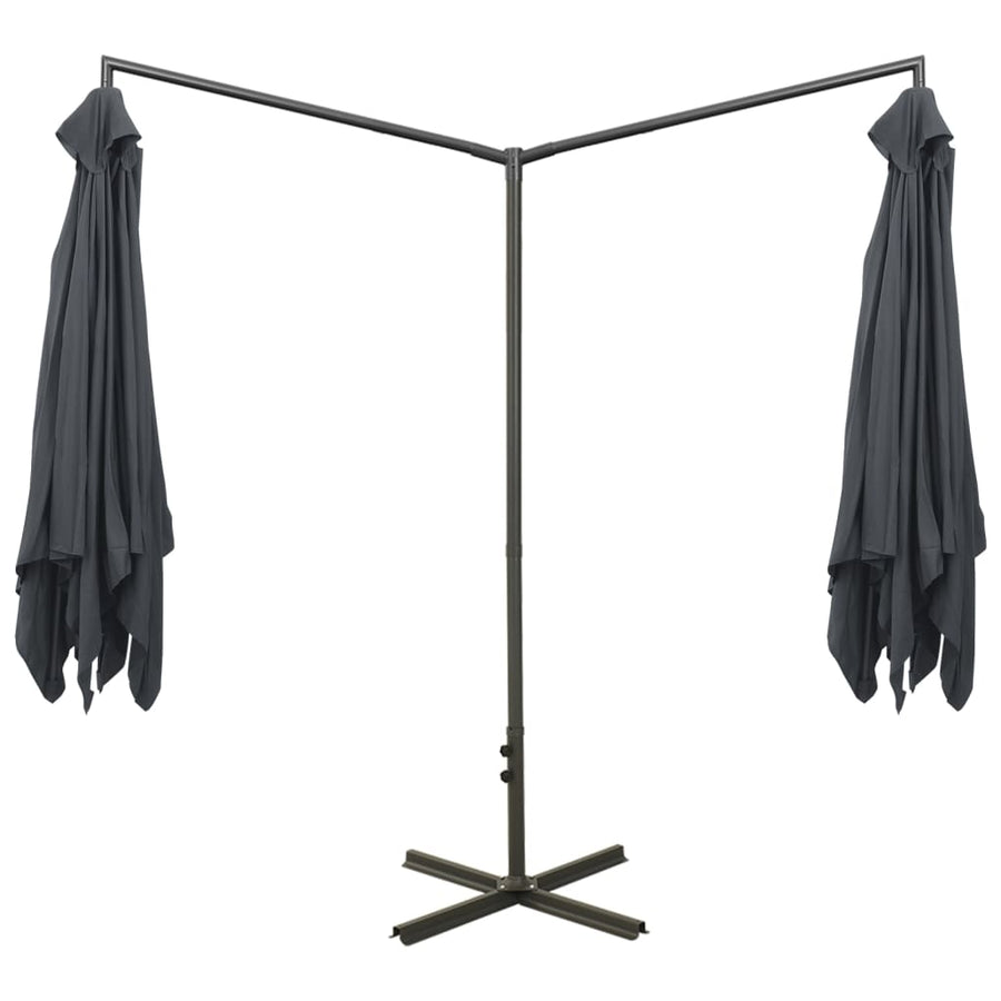 Parasol Dubbel Met Stalen Paal 600X300 Cm Antracietkleurig