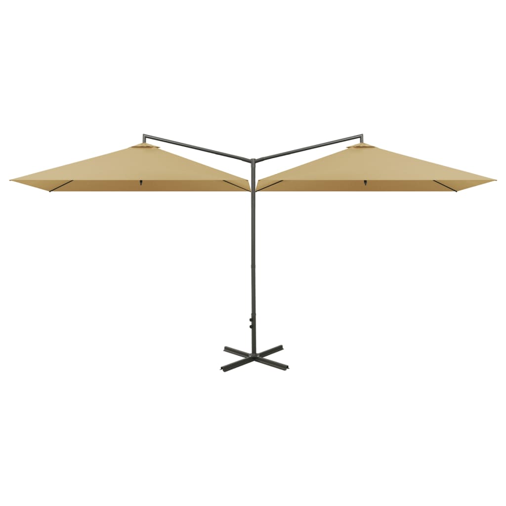 Parasol Dubbel Met Stalen Paal 600X300 Cm Taupe