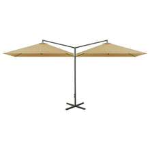 Parasol Dubbel Met Stalen Paal 600X300 Cm Taupe