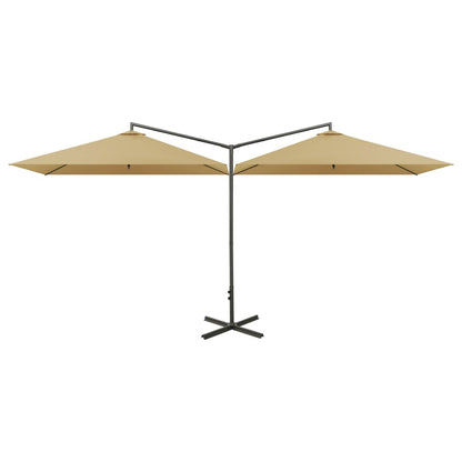 Parasol Dubbel Met Stalen Paal 600X300 Cm Taupe