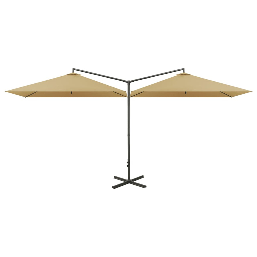 Parasol Dubbel Met Stalen Paal 600X300 Cm Taupe