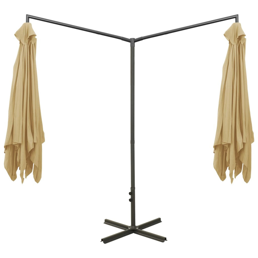 Parasol Dubbel Met Stalen Paal 600X300 Cm Taupe