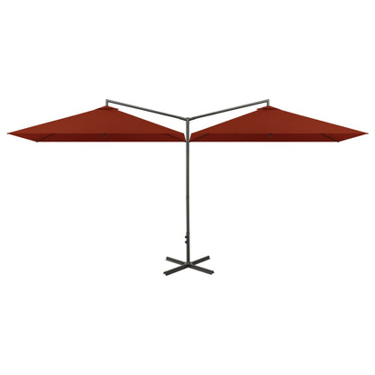 Parasol Dubbel Met Stalen Paal 600X300 Cm Kleurig Terracotta