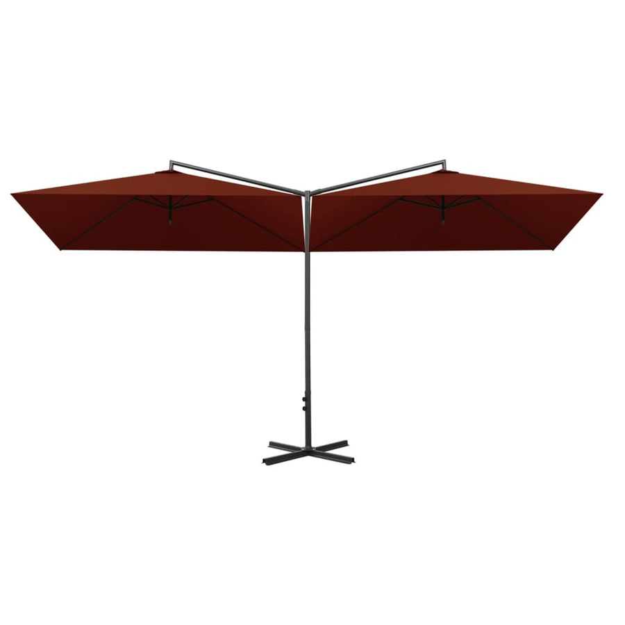 Parasol Dubbel Met Stalen Paal 600X300 Cm Kleurig Terracotta