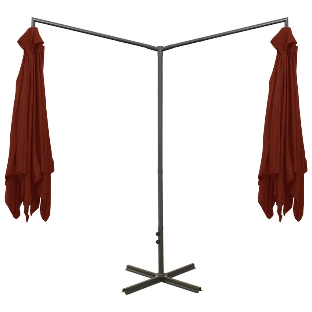 Parasol Dubbel Met Stalen Paal 600X300 Cm Kleurig Terracotta