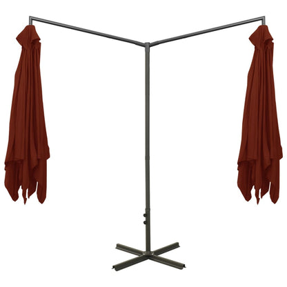 Parasol Dubbel Met Stalen Paal 600X300 Cm Kleurig Terracotta