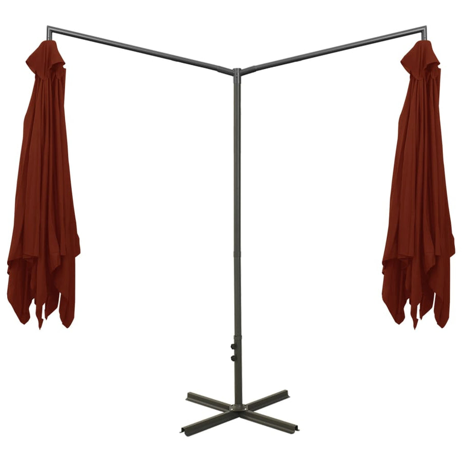 Parasol Dubbel Met Stalen Paal 600X300 Cm Kleurig Terracotta