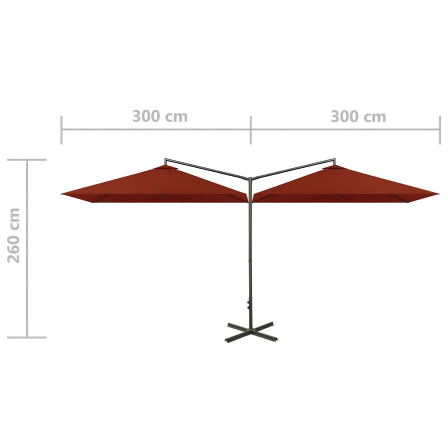 Parasol Dubbel Met Stalen Paal 600X300 Cm Kleurig Terracotta