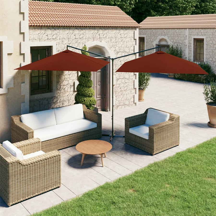 Parasol Dubbel Met Stalen Paal 600X300 Cm Kleurig Terracotta