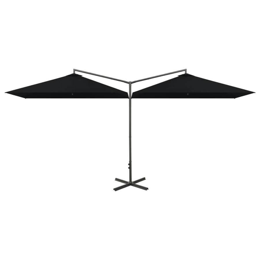 Parasol Dubbel Met Stalen Paal 600X300 Cm Zwart
