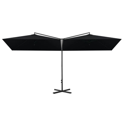 Parasol Dubbel Met Stalen Paal 600X300 Cm Zwart