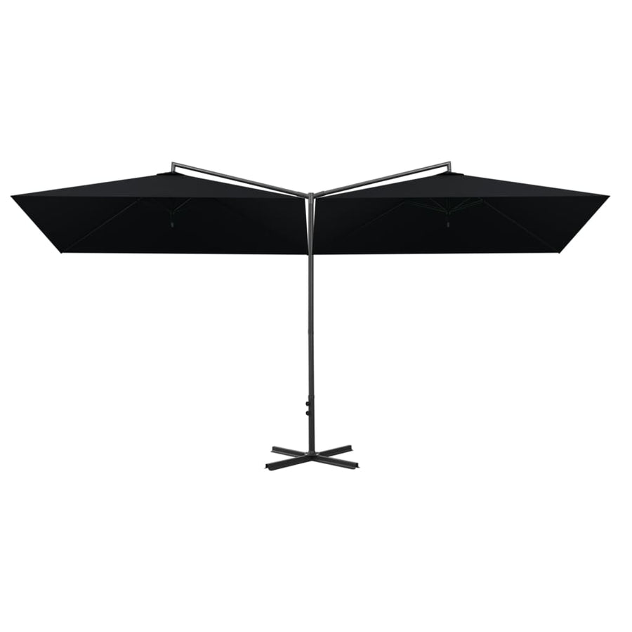 Parasol Dubbel Met Stalen Paal 600X300 Cm Zwart