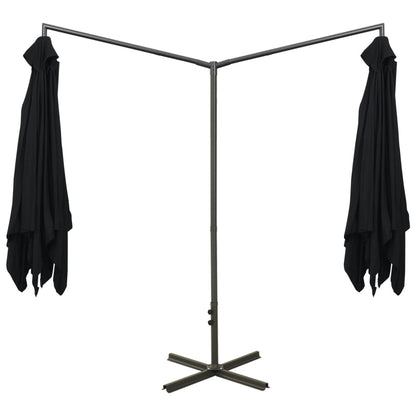Parasol Dubbel Met Stalen Paal 600X300 Cm Zwart