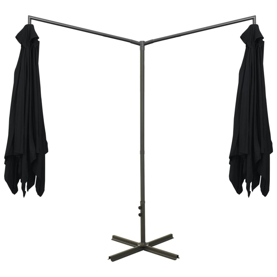 Parasol Dubbel Met Stalen Paal 600X300 Cm Zwart