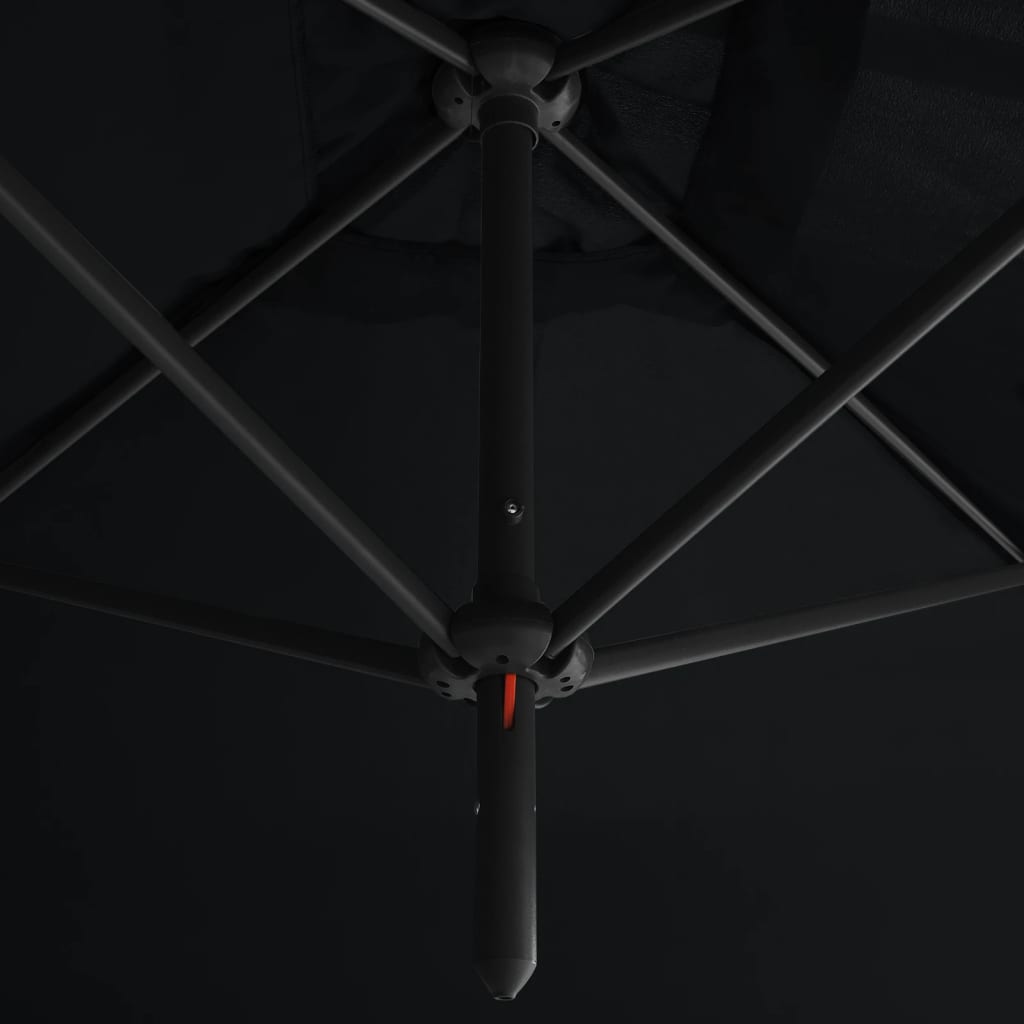 Parasol Dubbel Met Stalen Paal 600X300 Cm Zwart