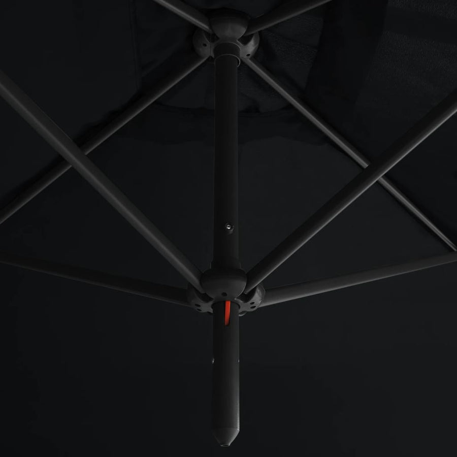 Parasol Dubbel Met Stalen Paal 600X300 Cm Zwart