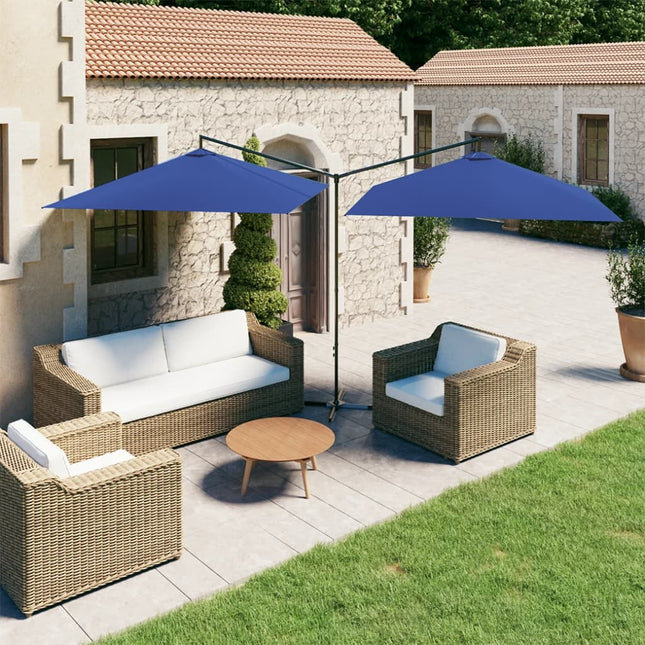 Parasol Dubbel Met Stalen Paal 600X300 Cm Azuurblauw azure blue