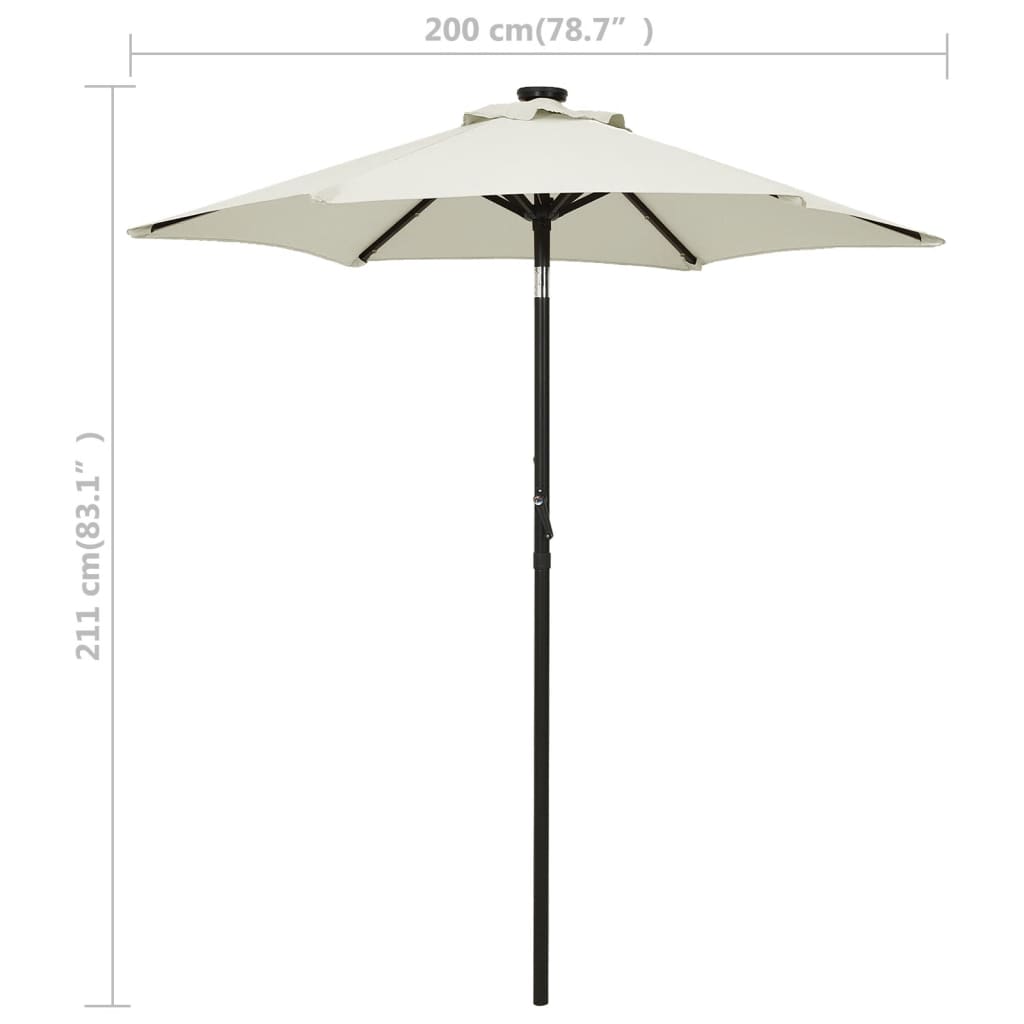 Parasol Met Led-Verlichting 200X211 Cm Aluminium Kleurig Zand