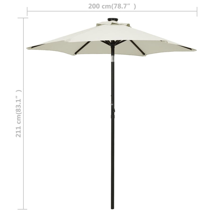 Parasol Met Led-Verlichting 200X211 Cm Aluminium Kleurig Zand