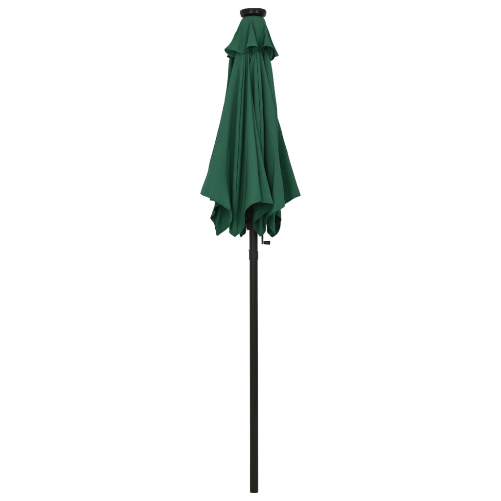 Parasol Met Led-Verlichting 200X211 Cm Aluminium Groen