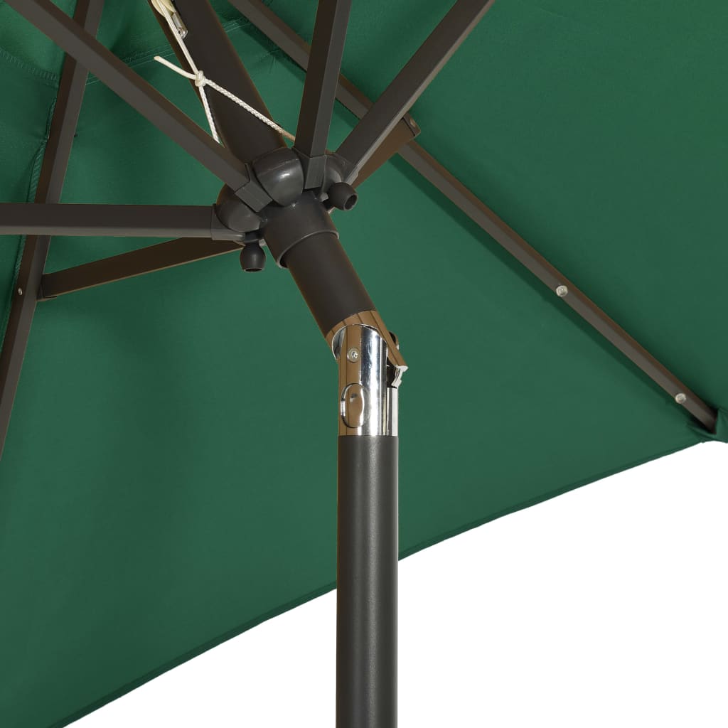 Parasol Met Led-Verlichting 200X211 Cm Aluminium Groen