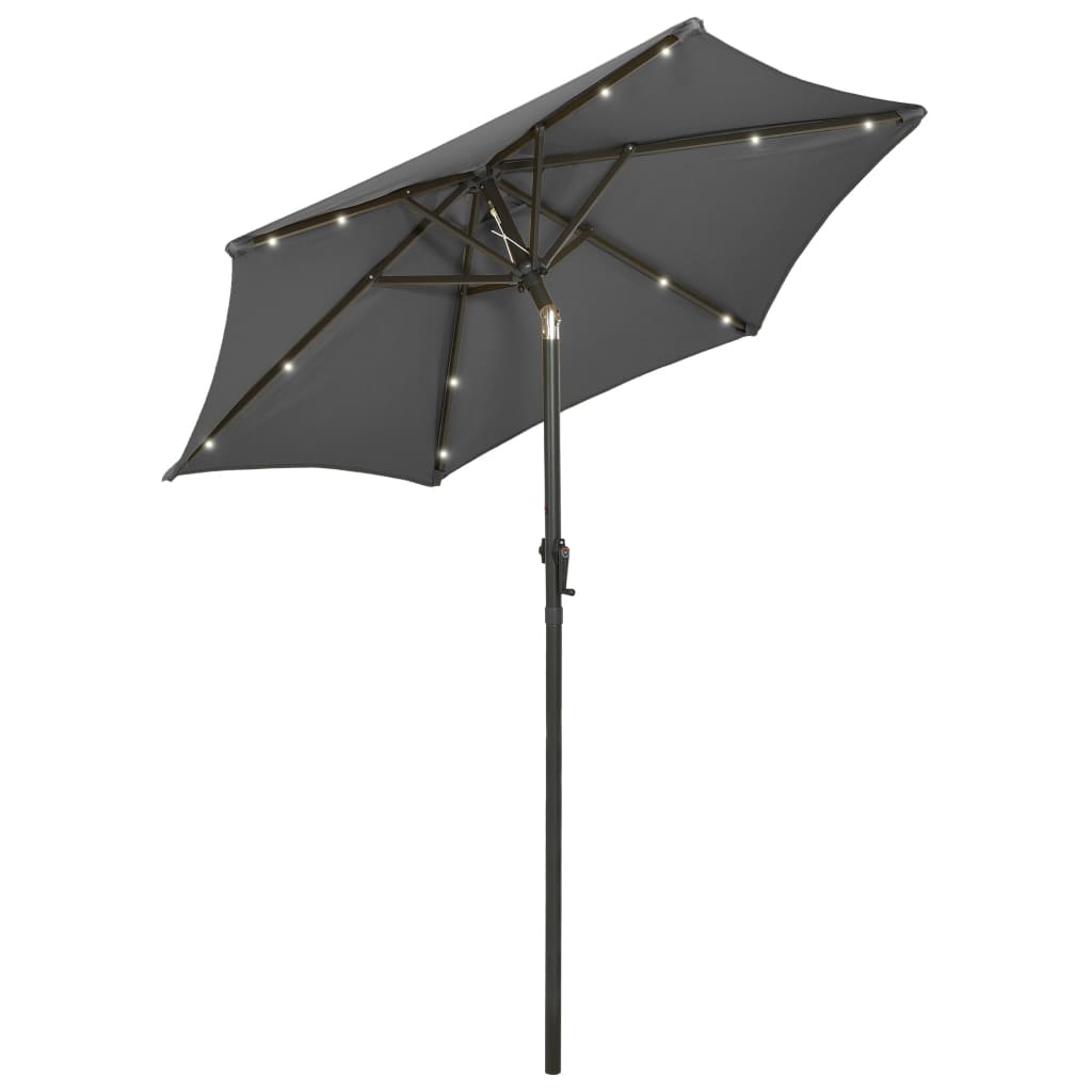 Parasol Met Led-Verlichting 200X211 Cm Aluminium Antracietkleurig