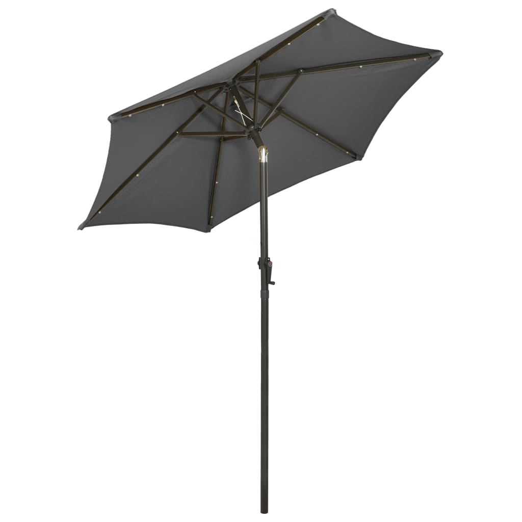 Parasol Met Led-Verlichting 200X211 Cm Aluminium Antracietkleurig