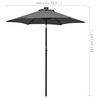Parasol Met Led-Verlichting 200X211 Cm Aluminium Antracietkleurig