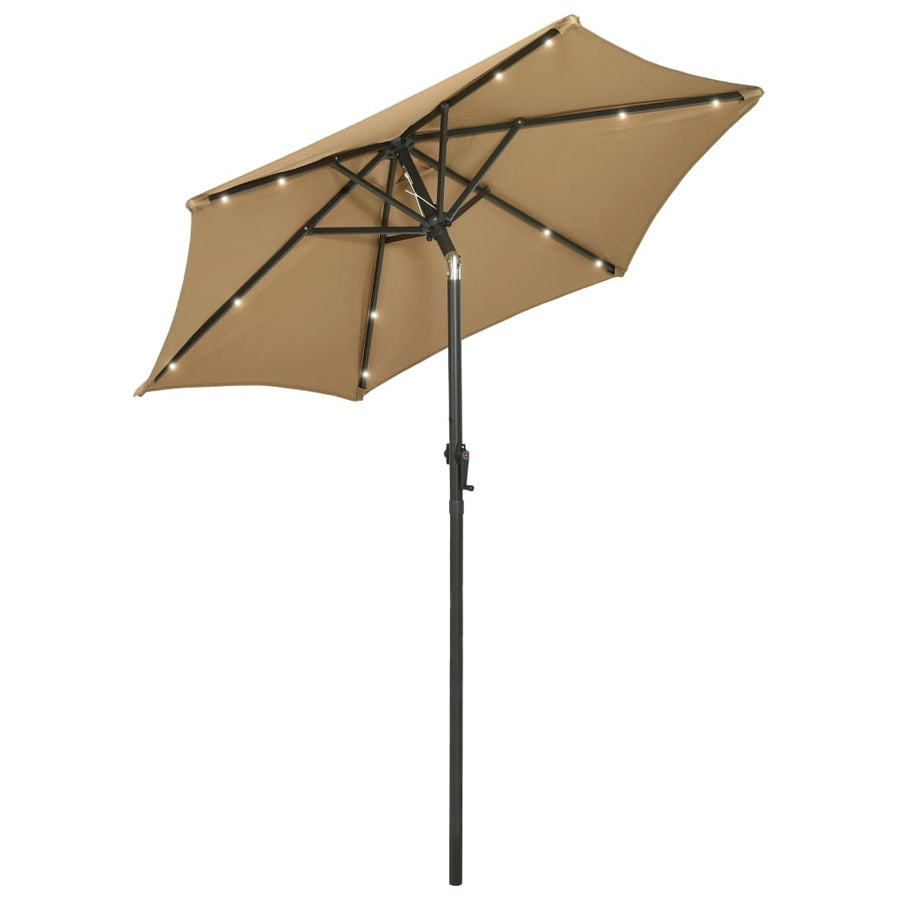 Parasol Met Led-Verlichting 200X211 Cm Aluminium Taupe