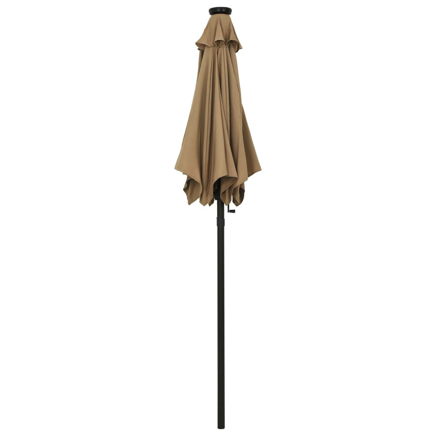 Parasol Met Led-Verlichting 200X211 Cm Aluminium Taupe