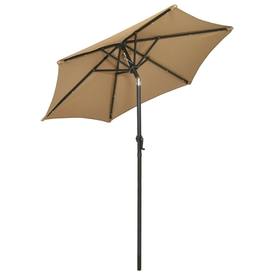 Parasol Met Led-Verlichting 200X211 Cm Aluminium Taupe